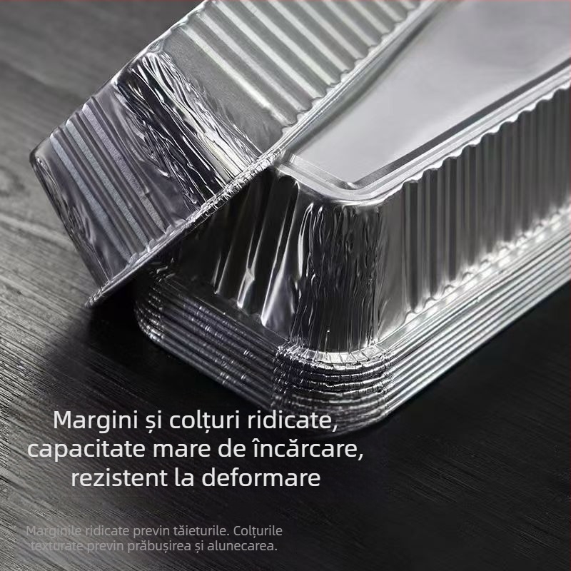 Tavă de unică folosință din folie de aluminiu, dreptunghiulară, rezistentă la temperaturi înalte, formă pentru pâine și prăjituri