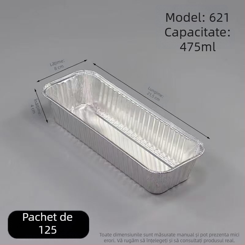 Tavă de unică folosință din folie de aluminiu, dreptunghiulară, rezistentă la temperaturi înalte, formă pentru pâine și prăjituri