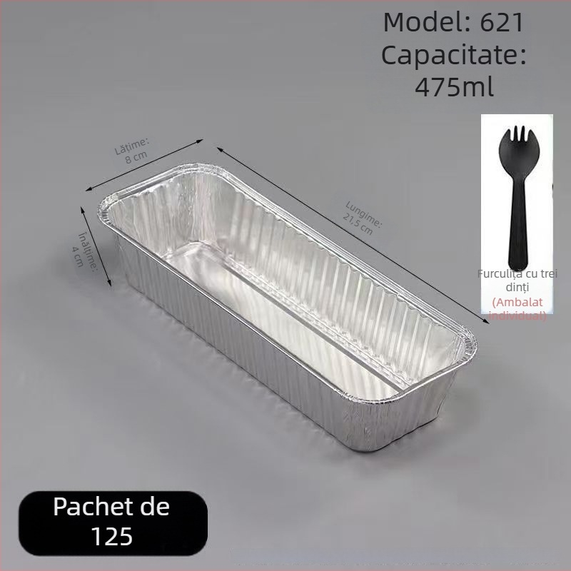 Tavă de unică folosință din folie de aluminiu, dreptunghiulară, rezistentă la temperaturi înalte, formă pentru pâine și prăjituri