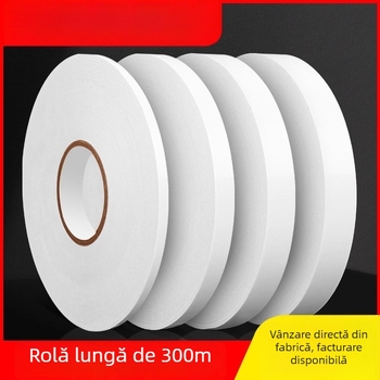 Bandă dublu adezivă, 300 m, transparentă, cu vâscozitate înaltă, ultra-subțire, pentru birou și uz industrial