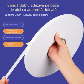 Bandă dublu adezivă, 300 m, transparentă, cu vâscozitate înaltă, ultra-subțire, pentru birou și uz industrial