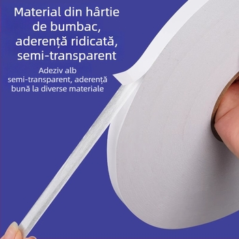 Bandă dublu adezivă, 300 m, transparentă, cu vâscozitate înaltă, ultra-subțire, pentru birou și uz industrial