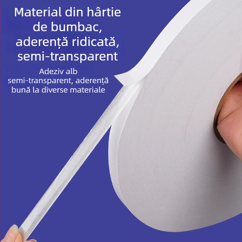 Bandă dublu adezivă, 300 m, transparentă, cu vâscozitate înaltă, ultra-subțire, pentru birou și uz industrial