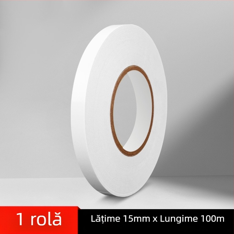 Bandă dublu adezivă, 300 m, transparentă, cu vâscozitate înaltă, ultra-subțire, pentru birou și uz industrial