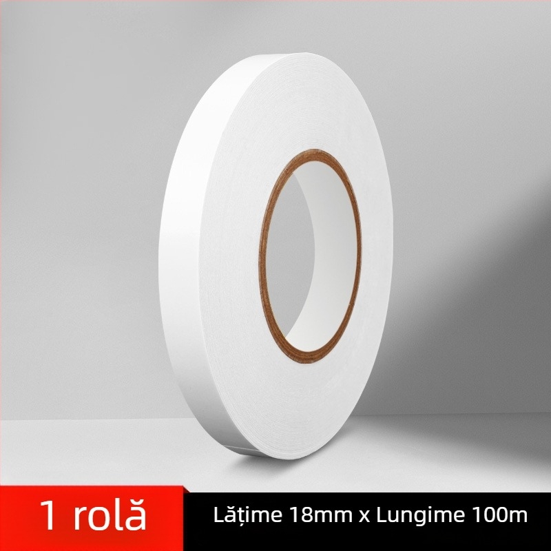 Bandă dublu adezivă, 300 m, transparentă, cu vâscozitate înaltă, ultra-subțire, pentru birou și uz industrial