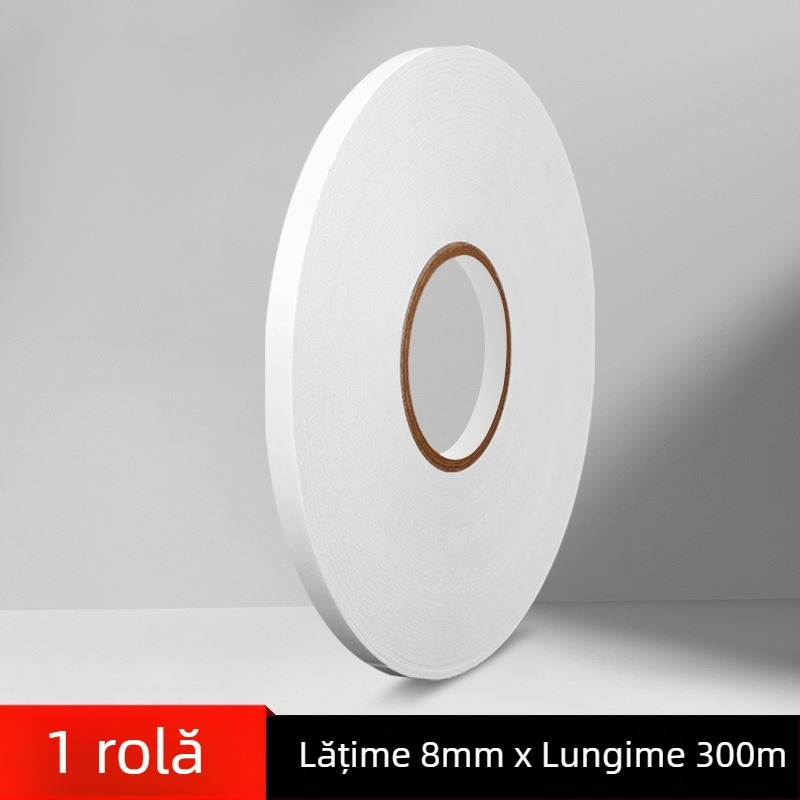 Bandă dublu adezivă, 300 m, transparentă, cu vâscozitate înaltă, ultra-subțire, pentru birou și uz industrial