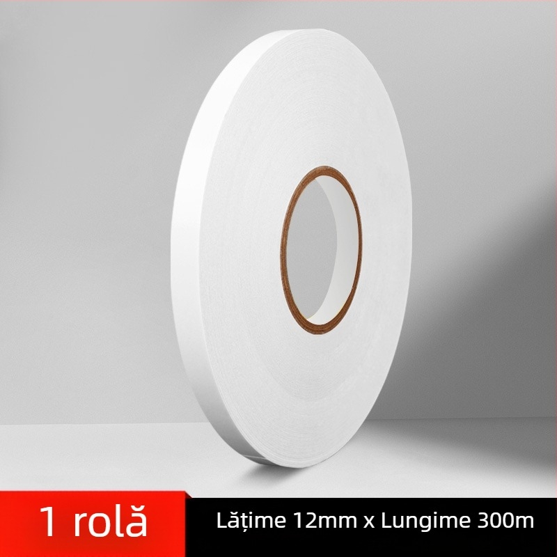 Bandă dublu adezivă, 300 m, transparentă, cu vâscozitate înaltă, ultra-subțire, pentru birou și uz industrial