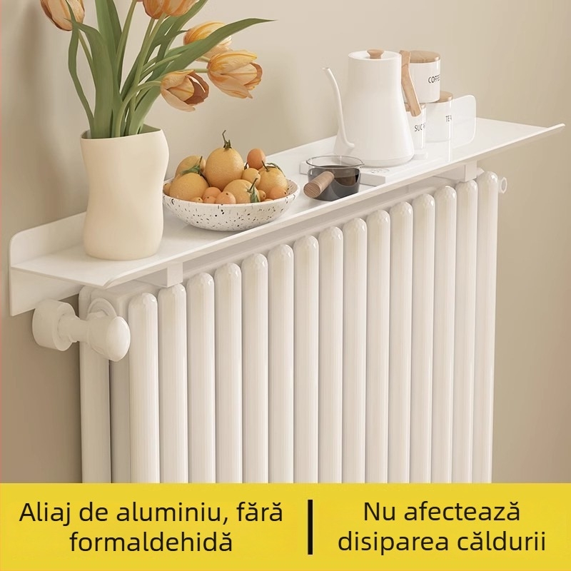 Raft de depozitare deasupra caloriferului, decor de perete pentru living, separator anti-fum