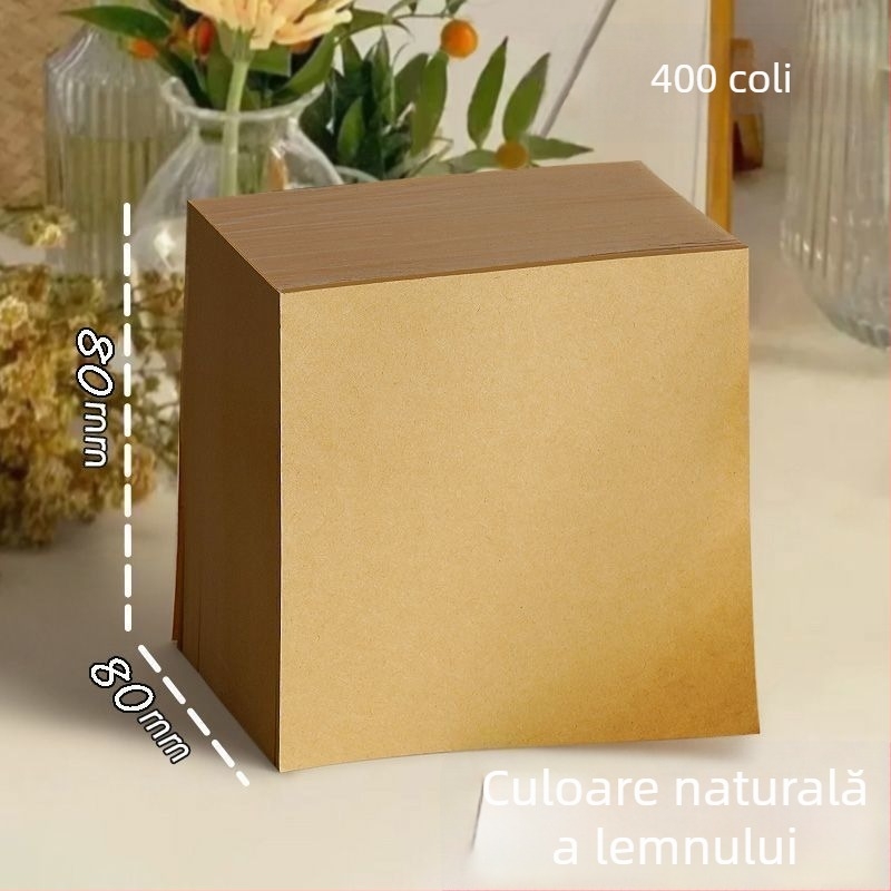 Caiet gol în nuanță naturală de lemn, foi de notițe care se rup, pentru liceu și facultate, utilizare la birou.