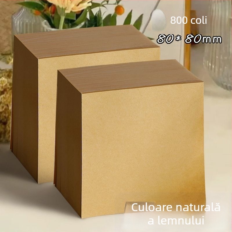 Caiet gol în nuanță naturală de lemn, foi de notițe care se rup, pentru liceu și facultate, utilizare la birou.