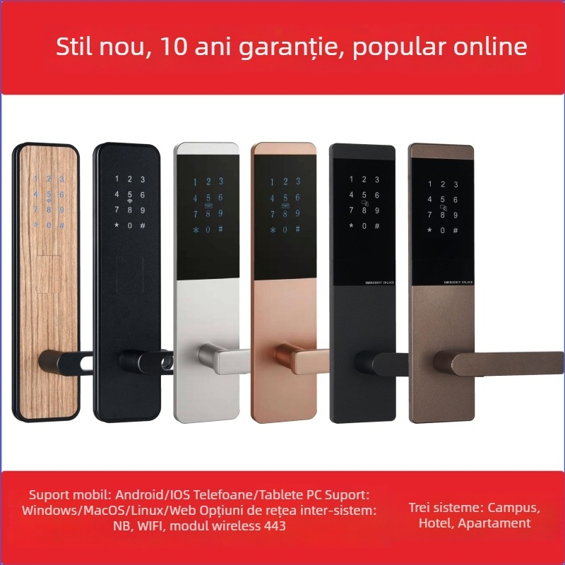 Încuietoare Bluetooth Smart cu aplicație — blocare prin parolă pentru apartamente și hoteluri, Wi-Fi, TTLock, din oțel inoxidabil