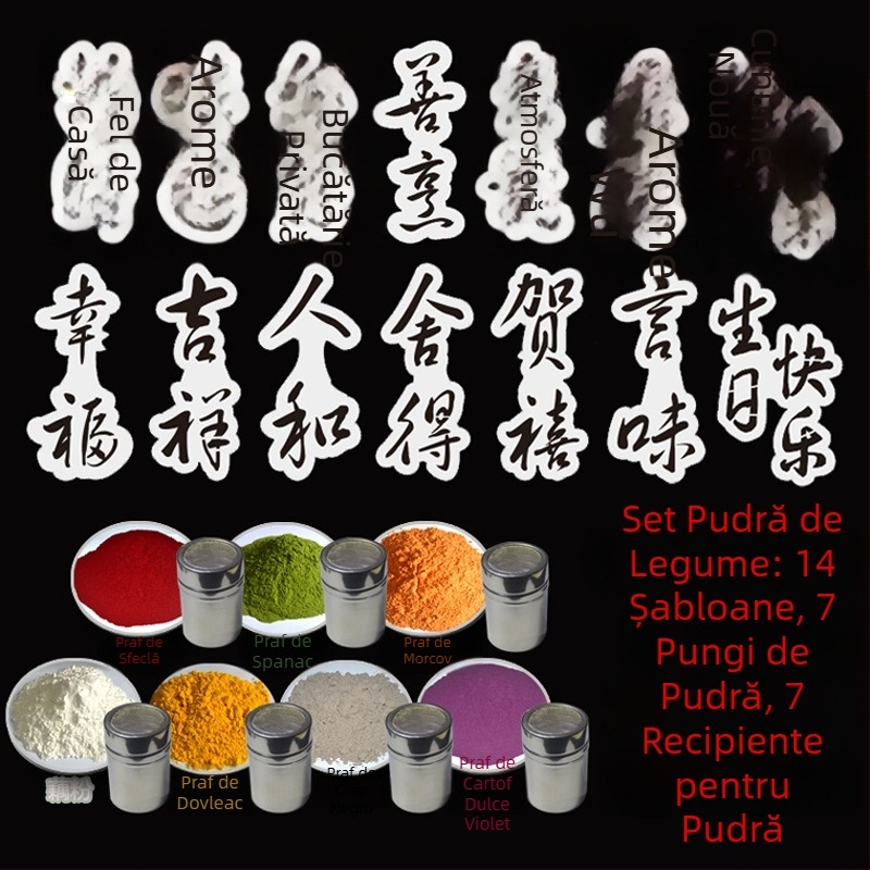 Set de forme pentru pudră de legume și șabloane de decor pentru plating artistic