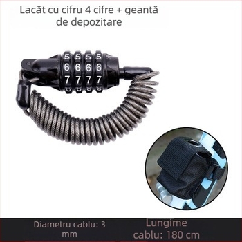 Lacăt cu cod pentru bicicletă și motocicletă cu cablu – lacăt multifuncțional pentru cască și bagaje