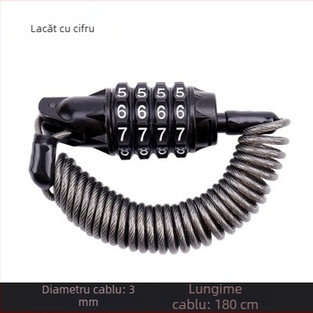 Lacăt cu cod pentru bicicletă și motocicletă cu cablu – lacăt multifuncțional pentru cască și bagaje