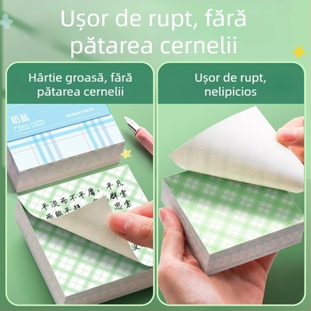True Color Hârtie pentru notițe cu model pătrate — Fără adeziv, bloc de notițe ruptibil