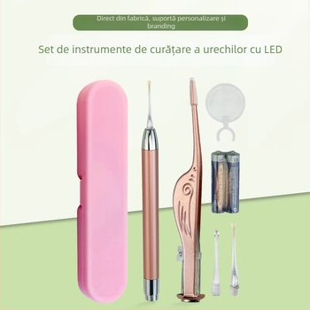 Set de lingurițe pentru urechi luminoase cu vizualizare, pentru copii