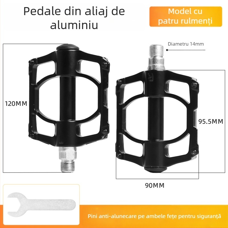 Pedal din aliaj de aluminiu, cu rulmenți, antiderapant, în formă X pentru biciclete electrice și mountain bike