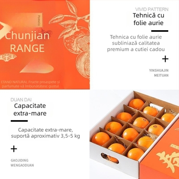 Cutie cadou pentru mandarine cu folie de aur, ambalaj din carton ondulat de înaltă calitate – cutie cadou goală