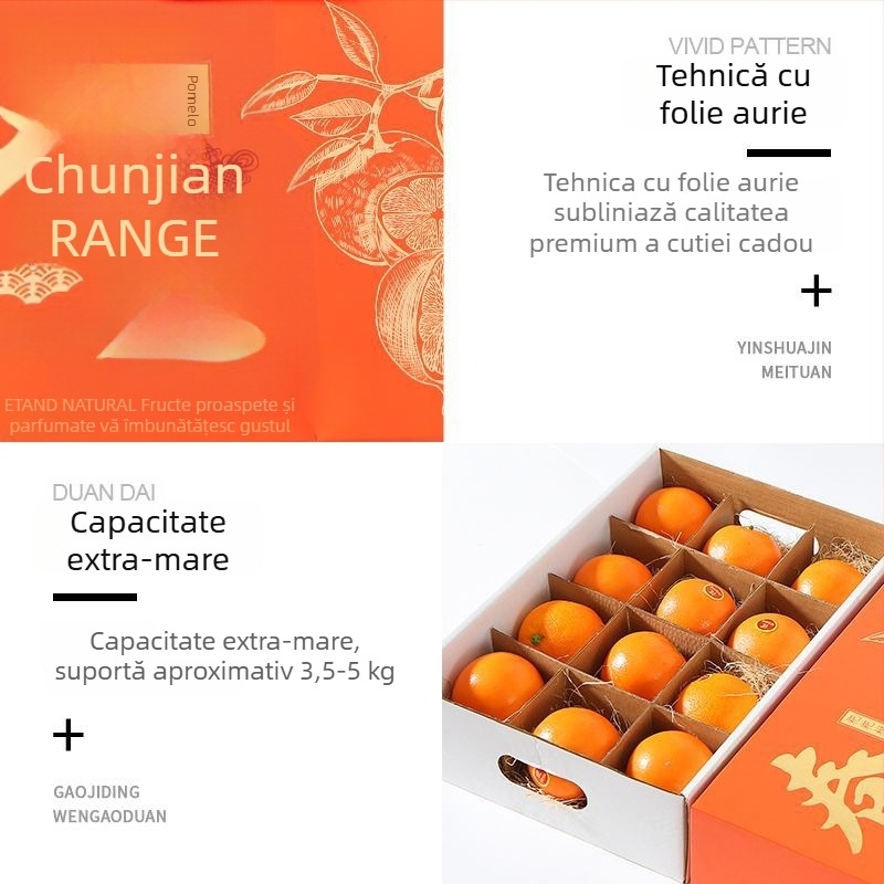 Cutie cadou pentru mandarine cu folie de aur, ambalaj din carton ondulat de înaltă calitate – cutie cadou goală