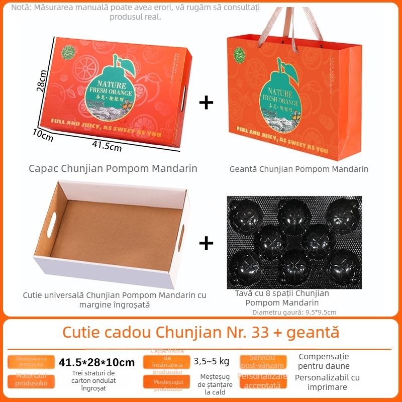 Cutie cadou pentru mandarine cu folie de aur, ambalaj din carton ondulat de înaltă calitate – cutie cadou goală