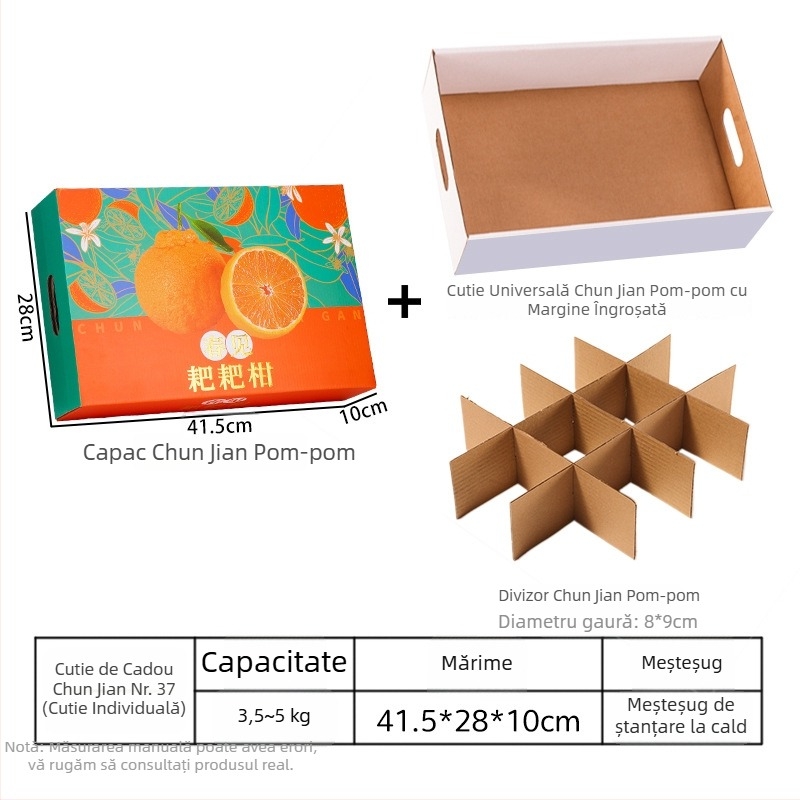 Cutie cadou pentru mandarine cu folie de aur, ambalaj din carton ondulat de înaltă calitate – cutie cadou goală