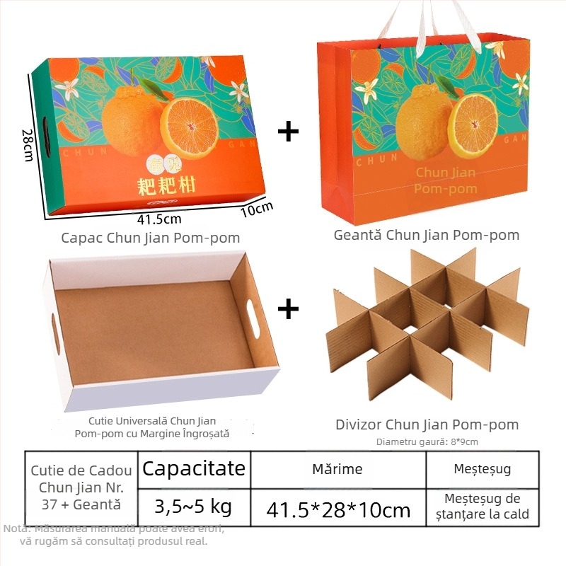 Cutie cadou pentru mandarine cu folie de aur, ambalaj din carton ondulat de înaltă calitate – cutie cadou goală