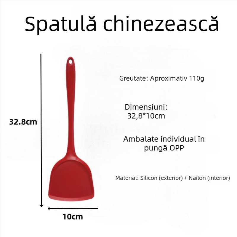 Spatulă din silicon pentru prăjit, ustensilă de bucătărie din silicon, nu zgârie tigăile