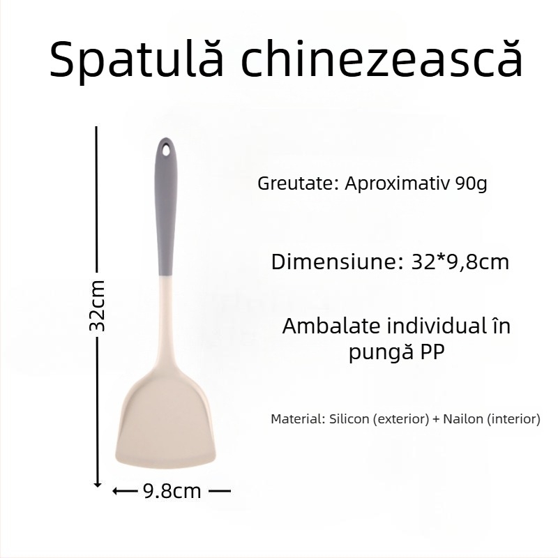 Spatulă din silicon pentru prăjit, ustensilă de bucătărie din silicon, nu zgârie tigăile