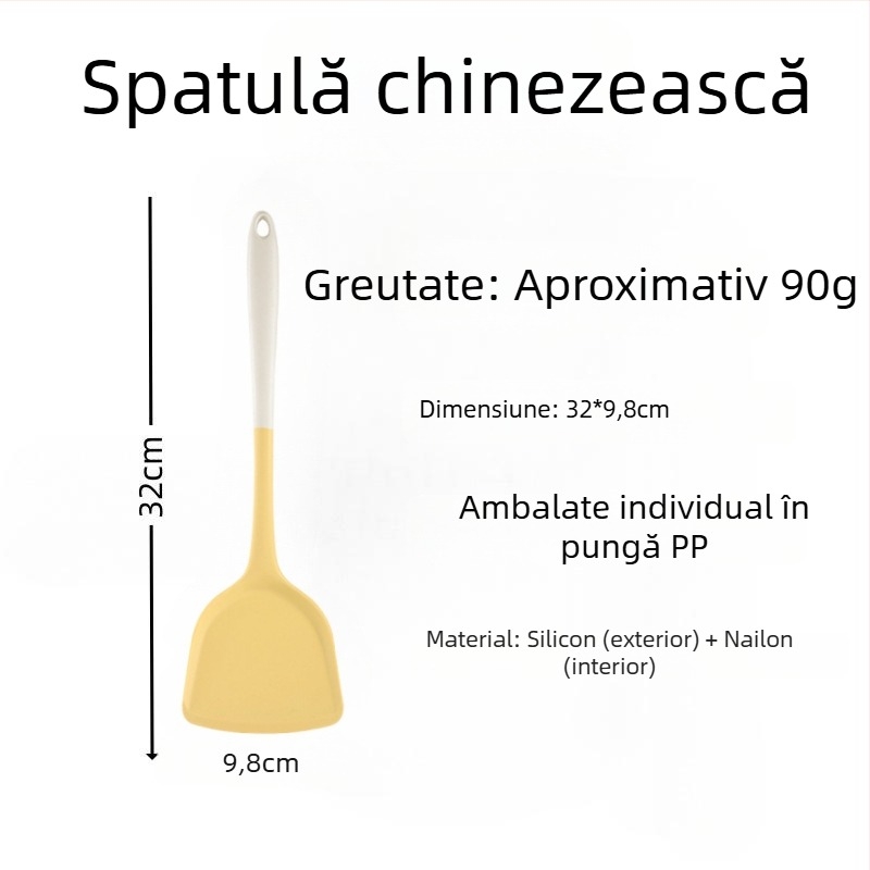 Spatulă din silicon pentru prăjit, ustensilă de bucătărie din silicon, nu zgârie tigăile