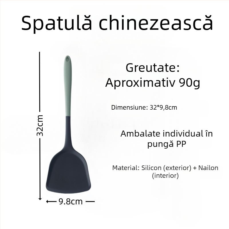 Spatulă din silicon pentru prăjit, ustensilă de bucătărie din silicon, nu zgârie tigăile