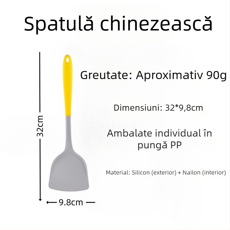 Spatulă din silicon pentru prăjit, ustensilă de bucătărie din silicon, nu zgârie tigăile