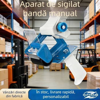 Tăietor de bandă de 2 inchi pentru ambalare, sigilator metalic pentru cutii, dispenser manual de bandă