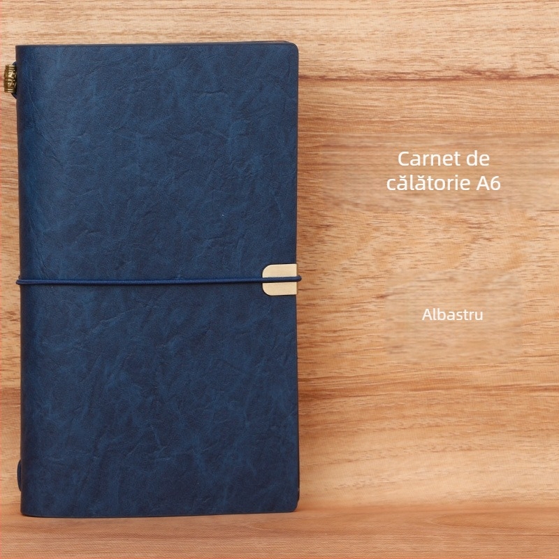 A6 caiet retro cu curea, planner din piele moale, personalizabil, jurnal de buzunar pentru călătorii cu slot pentru carduri și pagini detașabile