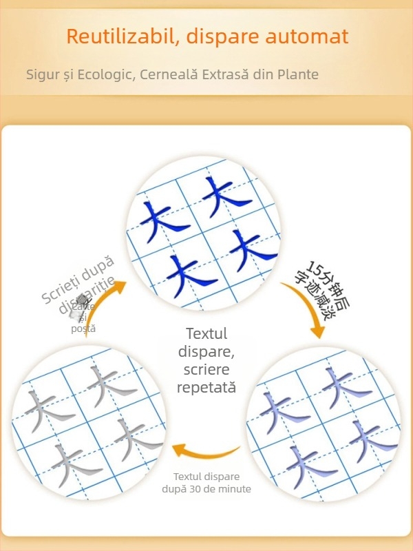 Carte de scriere pentru copii: caractere chinezești cu ordinea trasării, canale convexe-concave și exerciții cu numele