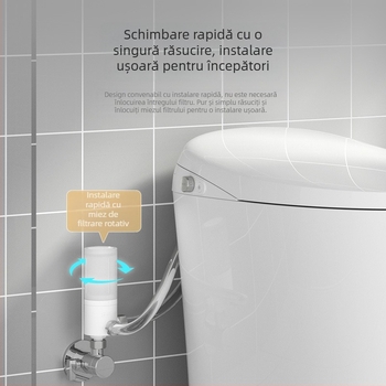 Filtru inteligent pentru capacul de toaletă, filtru de pre-purificare a apei, bidet, reglaj al presiunii apei, curățare a toaletei