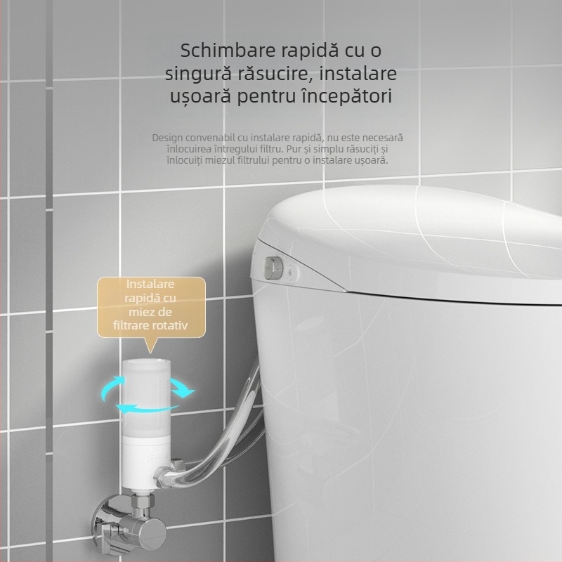 Filtru inteligent pentru capacul de toaletă, filtru de pre-purificare a apei, bidet, reglaj al presiunii apei, curățare a toaletei