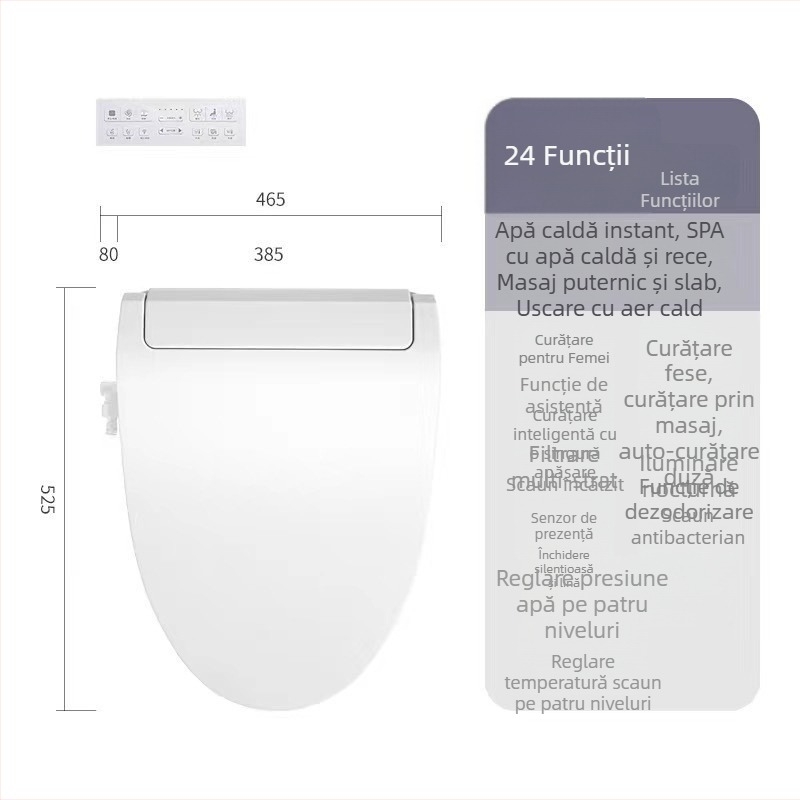 Capac de toaletă inteligent pentru uz casnic, încălzire automată și funcție de spălare