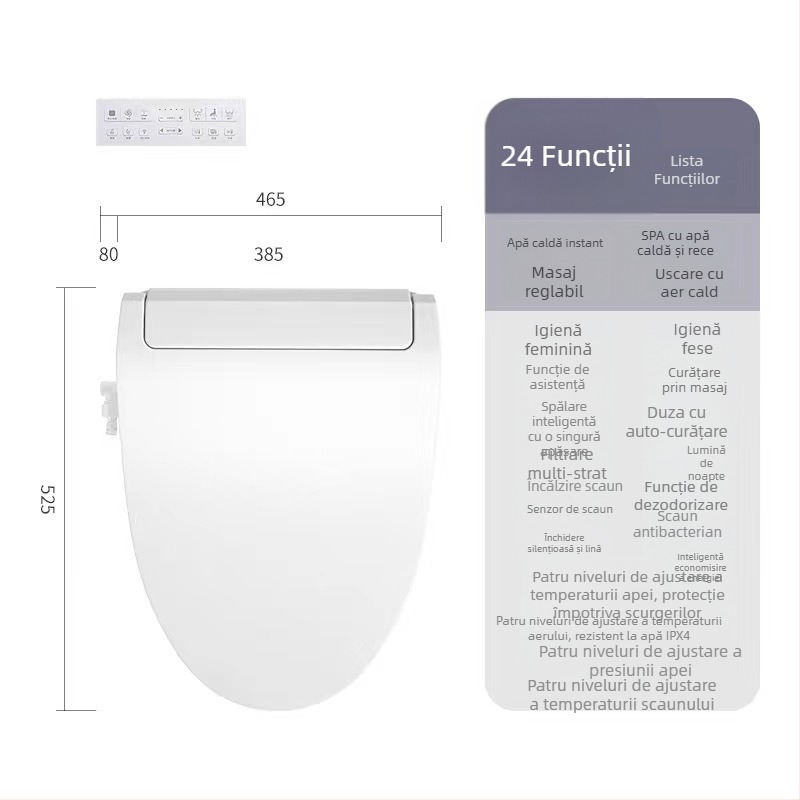 Capac de toaletă inteligent pentru uz casnic, încălzire automată și funcție de spălare