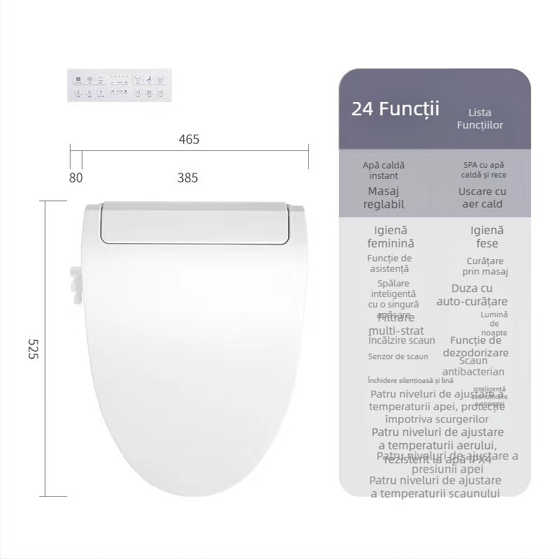  Capac de toaletă inteligent pentru uz casnic, încălzire automată și funcție de spălare