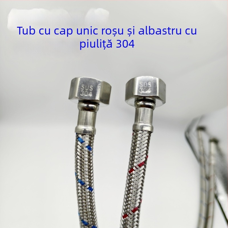 Furtun de alimentare din oțel inoxidabil 304 pentru apă caldă și rece, seturi duble de țevi, conectare rapidă, rezistent la temperatură și presiune, cap de duș