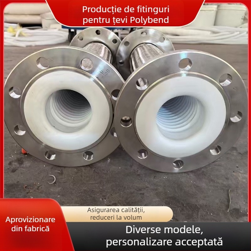 Furtun metalic împletit din oțel inoxidabil, cu flanșă și PTFE lining, pentru presiune înaltă