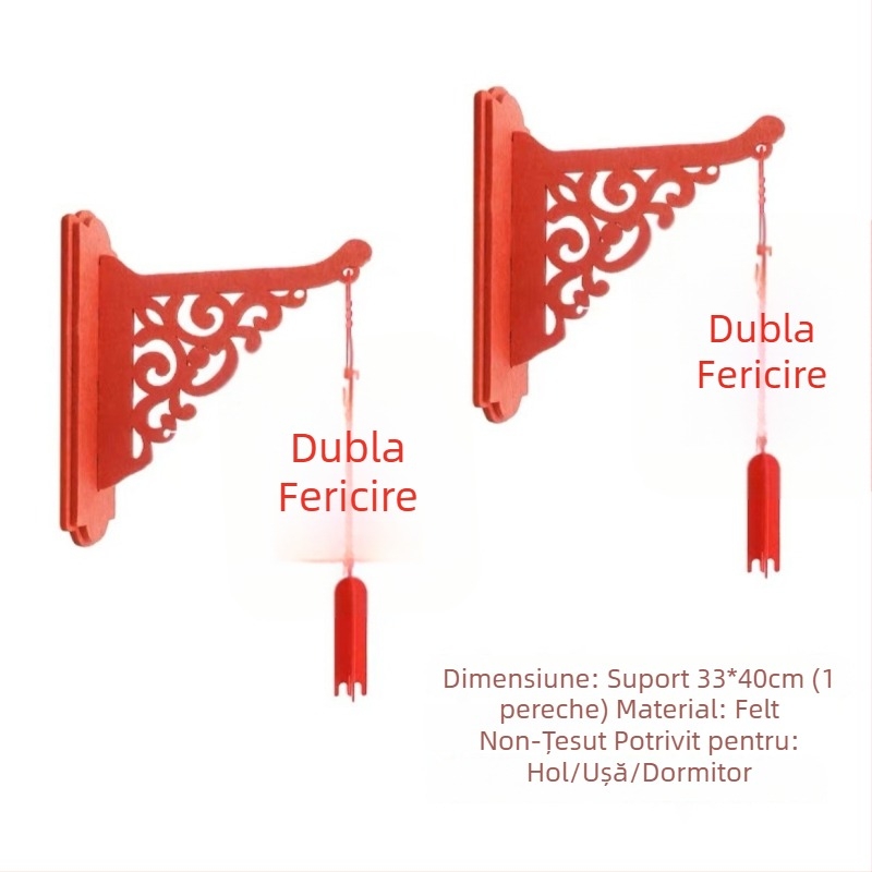 Set de decor pentru dormitor de nuntă Lock Beauty Home, cu panglici decorative și simbolul Fericirii Duble pentru noua locuință, dormitorul principal