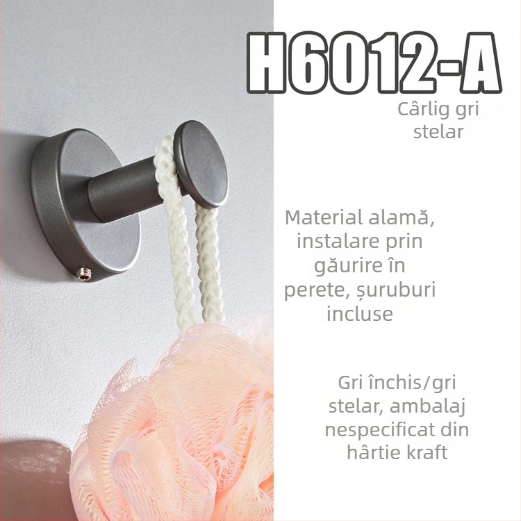 Cuier circular din cupru pentru baie și bucătărie – design modern minimalist, nuanță gri stelat