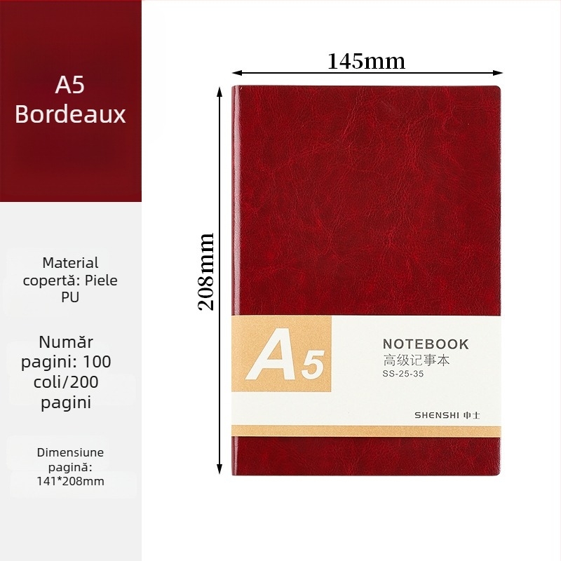 Caiet de birou cu copertă din piele PU, personalizabil, de lux pentru întâlniri și planificare