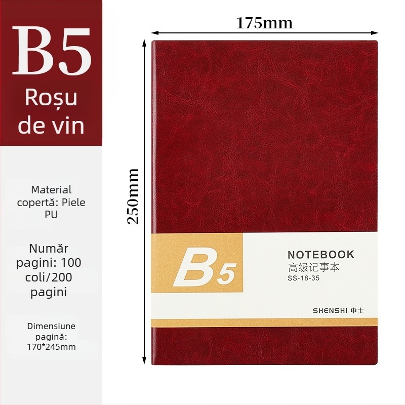 Caiet de birou cu copertă din piele PU, personalizabil, de lux pentru întâlniri și planificare
