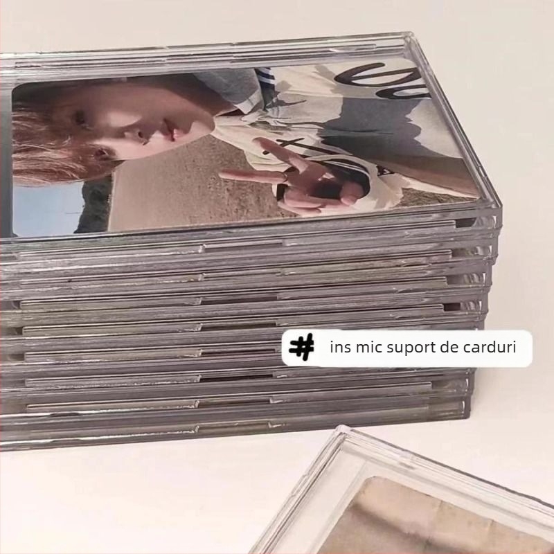 Carcasă acril HD pentru carduri, husă de protecție din plastic rigid cu închidere snap pentru carduri mici
