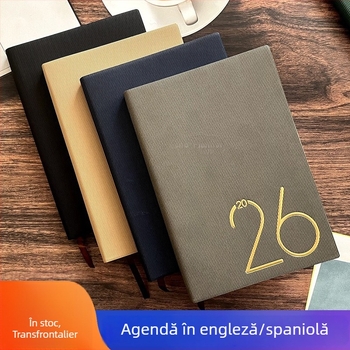 Planificator 2026 în limba engleză și spaniolă, carnet de itinerarii pe 365 de zile și calendar anual pentru eficiență la birou