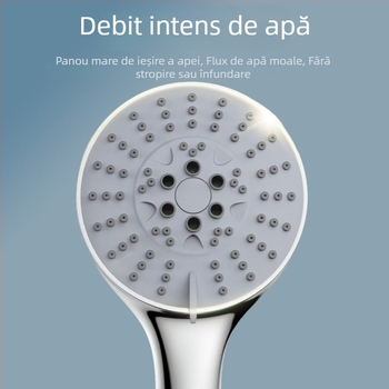Set duș cu presiune, cap de duș cu găuri mari, din oțel inoxidabil, design modern rotund