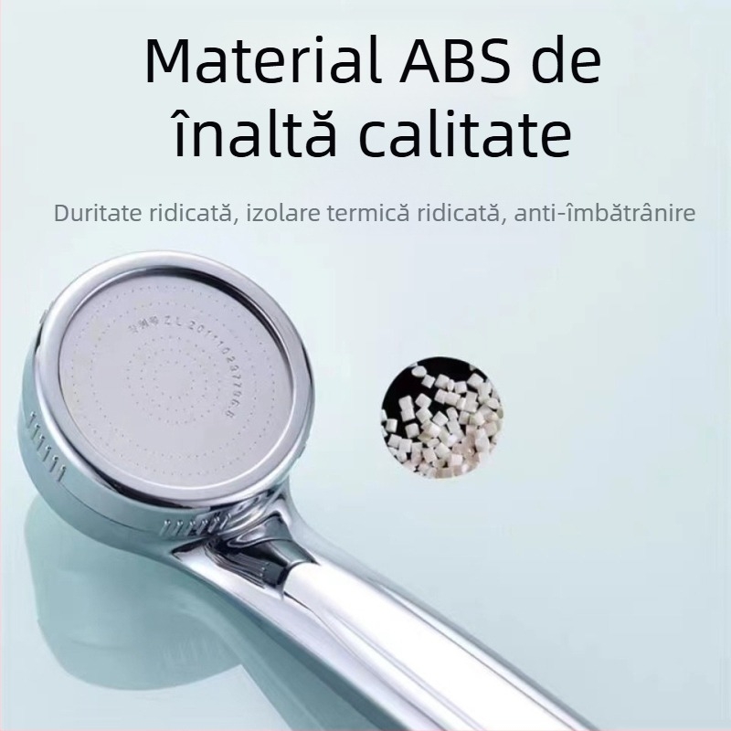 Set de duș cu presiune pentru baie — duș de mână tip ploaie, ABS, rotund, suport rotativ, model 003, 0–100°C, 1.6 MPa