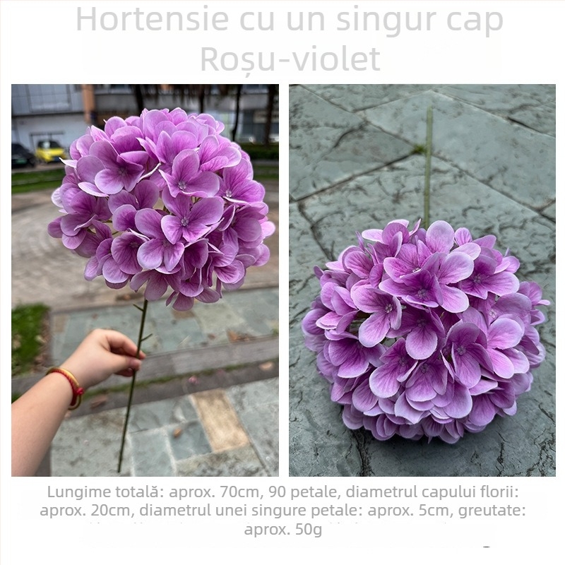3D hidrangea – floare artificială mov pentru nuntă și decor în casă